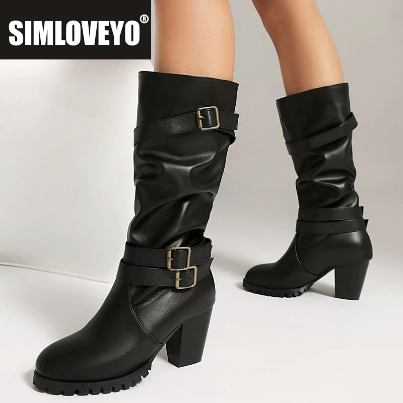 SIMLOVEYO 2025 Female Mid Calf Boots Round Toe Block Heels 6.5cm Slip On Belt Buckle Plus Size 45 46 47 48 Fashion Dating Bota
SIMLOVEYO 2025 Female Mid Calf Boots Round Toe Block Heels 6.5cm Slip On Belt Buckle Plus Size 45 46 47 48 Fashion Dating Bota