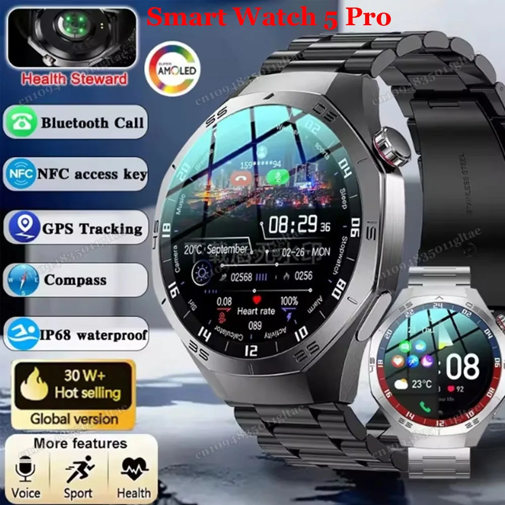 Часы 5 Pro Новые Смарт-часы Мужчины 466*466 HD Экран 24 часа Мониторинг сердечного ритма Мужчины Женщины NFC GPS Трек Спорт на открытом воздухе Смарт-часы 
Часы 5 Pro Новые Смарт-часы Мужчины 466*466 HD Экран 24 часа Мониторинг сердечного ритма Мужчины Женщины NFC GPS Трек Спорт на открытом воздухе Смарт-часы