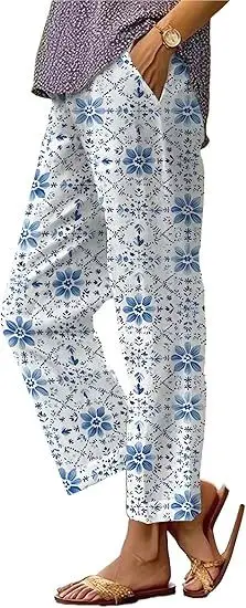 Summer Linen Pants for Women Wide Leg Boho Pants Loose Palazzo Pants Floral Pants with Drawstring and Pockets
Summer Linen Pants for Women Wide Leg Boho Pants Loose Palazzo Pants Floral Pants with Drawstring and Pockets