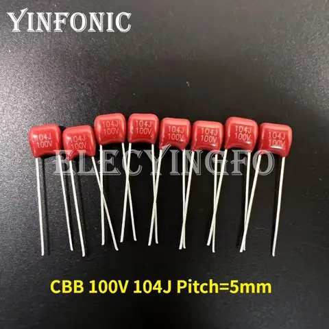 50Pcs/200Pcs CBB capacitor 100V 104J 100nF 0.1uF P5 Metallized Polypropylene Film Capacitor