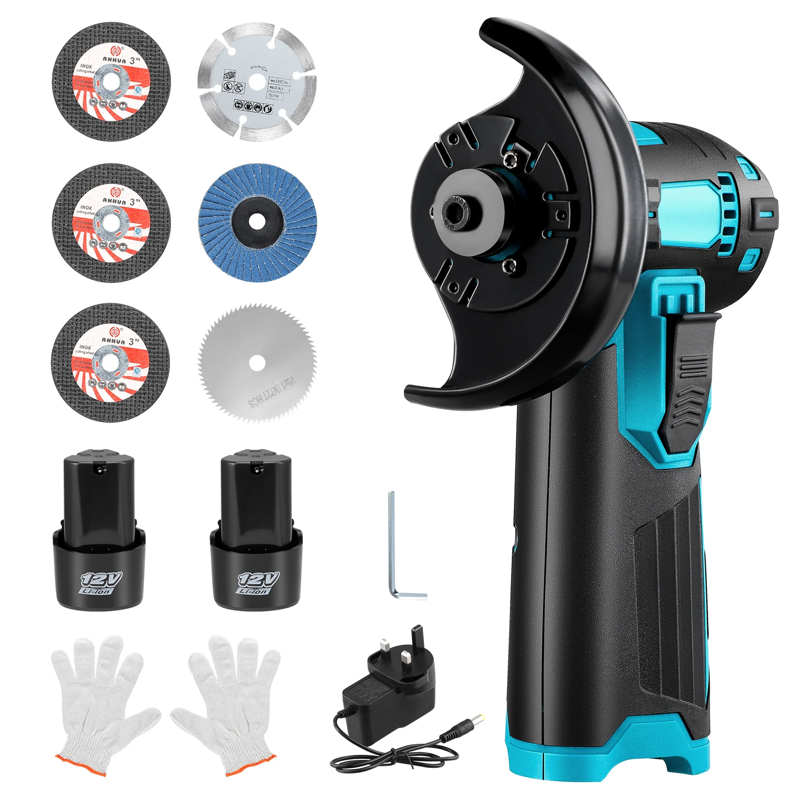 Mini Angle Grinder Cordless Angle Grinder 12V Lightweight Angle Grinder 2x1.3Ah Batteries 6 Cutting Discs19500RPM For Grinding
Mini Angle Grinder Cordless Angle Grinder 12V Lightweight Angle Grinder 2x1.3Ah Batteries 6 Cutting Discs19500RPM For Grinding