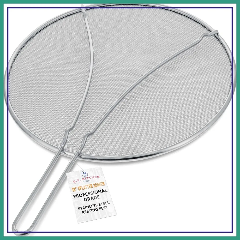 13" Fine Mesh Splatter Guard for Frying Pan, Grease & Oil Screen with Resting Feet
13" Fine Mesh Splatter Guard for Frying Pan, Grease & Oil Screen with Resting Feet