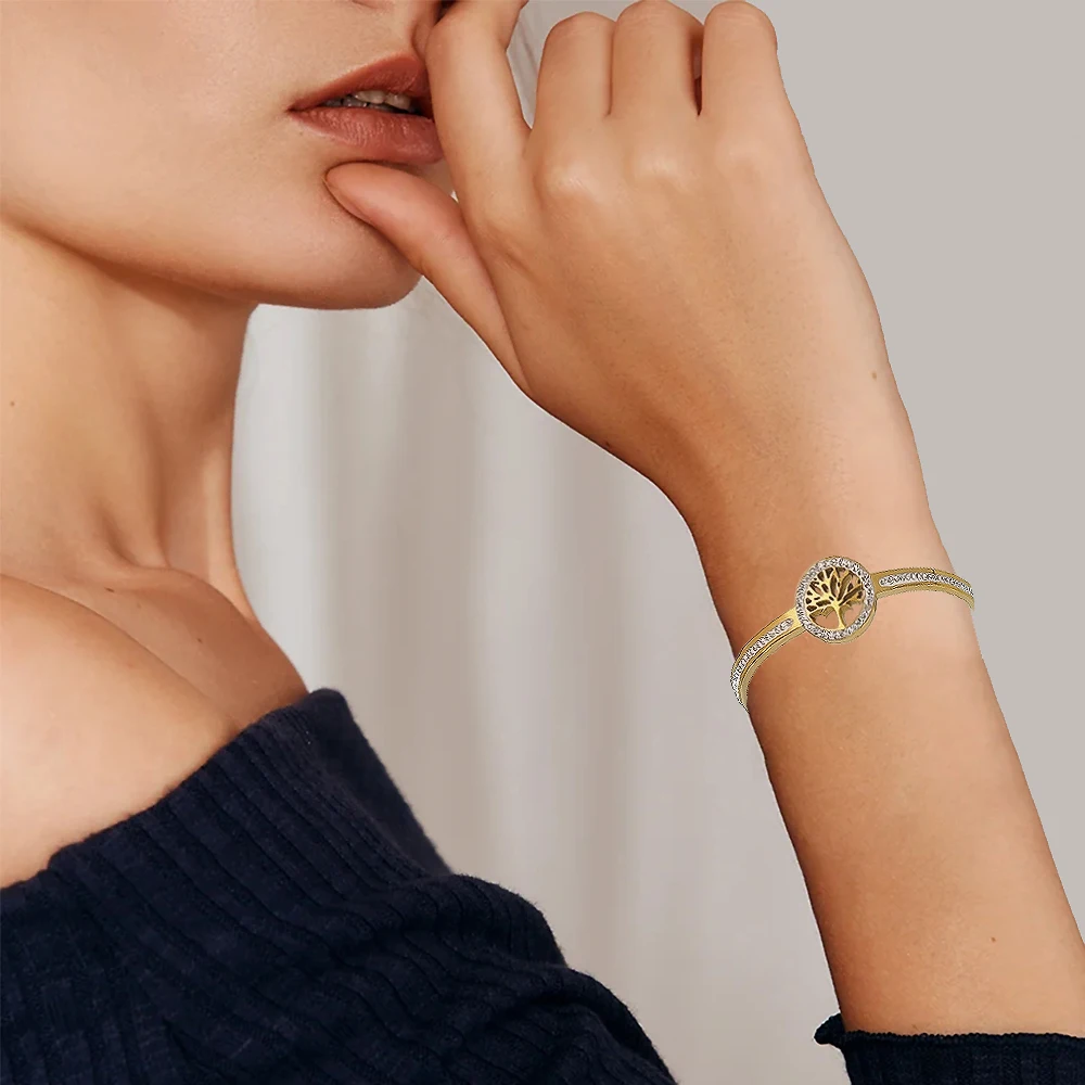 Simple diamond-set tree of life women's 18K bracelet, fashionable stainless steel bracelet, birthday gift for girlfriend
Simple diamond-set tree of life women's 18K bracelet, fashionable stainless steel bracelet, birthday gift for girlfriend