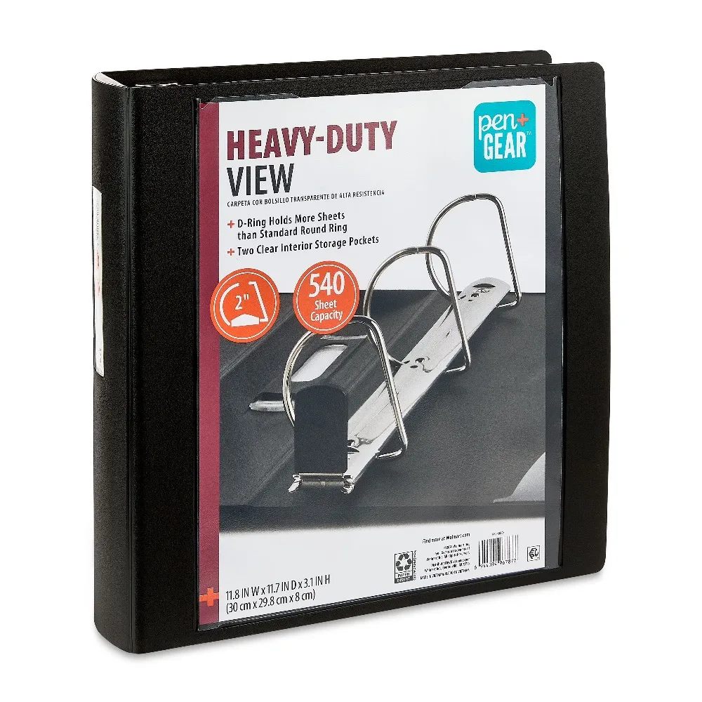 Heavy Duty 2 D-Ring Binder with 2 Inch Capacity Black View Binder for School Office Organizing
Heavy Duty 2 D-Ring Binder with 2 Inch Capacity Black View Binder for School Office Organizing