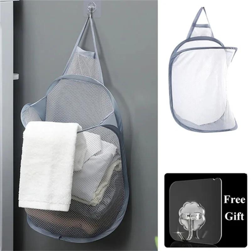 Wall Hanging Dirty Clothes Storage Basket Bathroom Foldable Clothes Baskets Dirty Clothes Net Pocket Laundry Organzier Mesh Bag
Wall Hanging Dirty Clothes Storage Basket Bathroom Foldable Clothes Baskets Dirty Clothes Net Pocket Laundry Organzier Mesh Bag