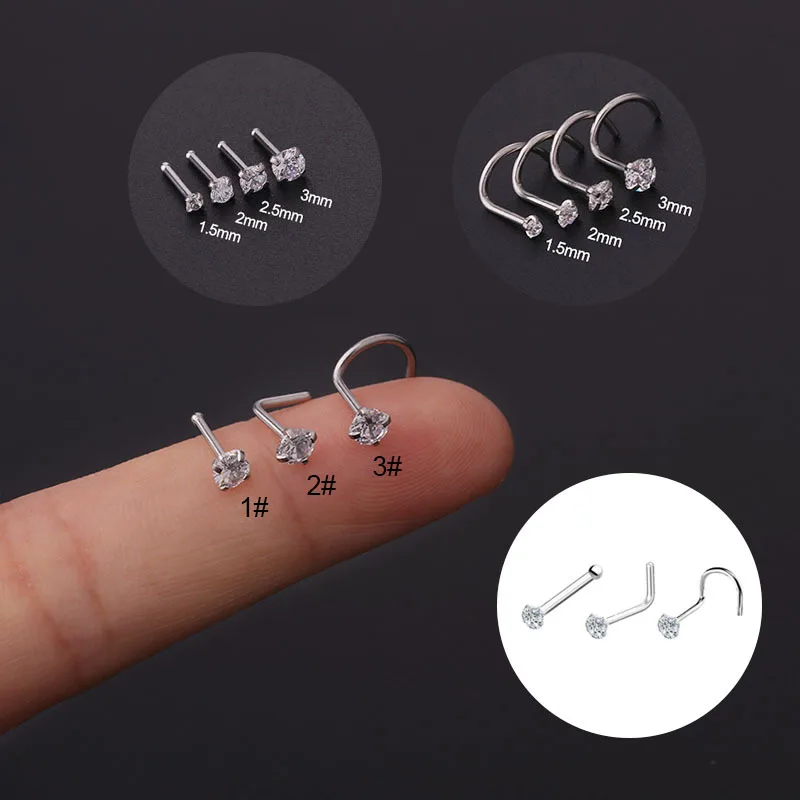 10Pcs Stainless Steel 20G Piercing 1.5/2/2.5/3MM Crystal Zircon Nose Stud L Shape Nose Ring Screw Piercing Jewelry For Women
10Pcs Stainless Steel 20G Piercing 1.5/2/2.5/3MM Crystal Zircon Nose Stud L Shape Nose Ring Screw Piercing Jewelry For Women