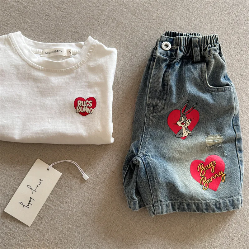Korean Sle Cotton Blend ort Sve round Ne T-irt for Kids Cartoon Heart Print Moisture ng Summer New Arrival
Korean Sle Cotton Blend ort Sve round Ne T-irt for Kids Cartoon Heart Print Moisture ng Summer New Arrival