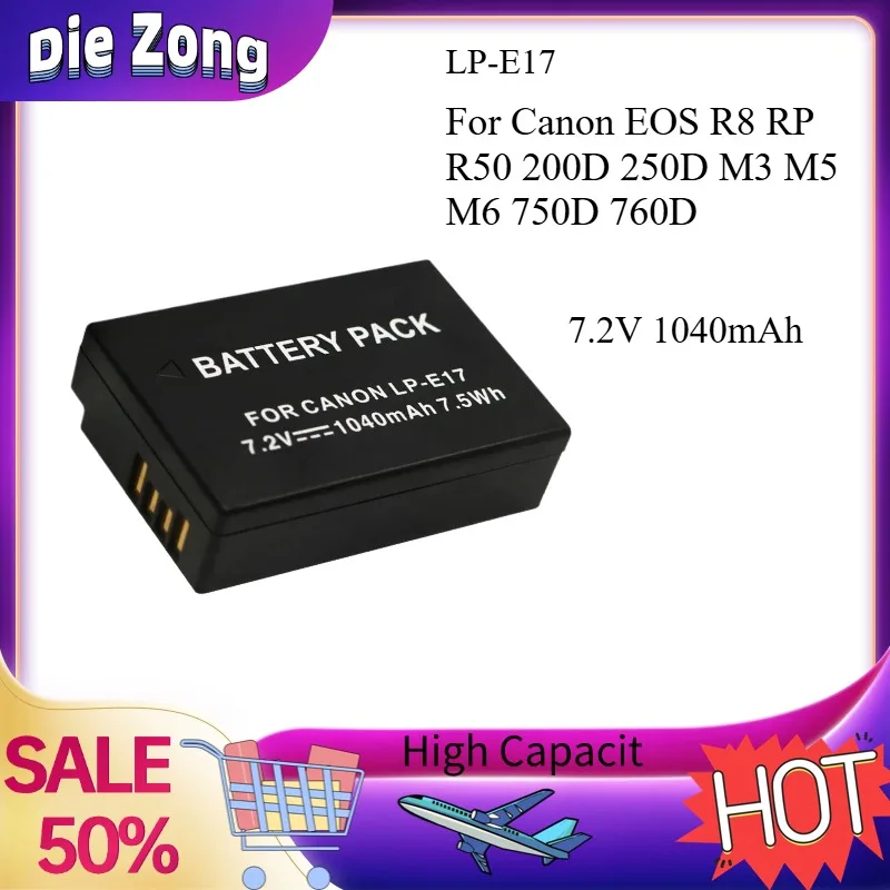 New 1040mAh 7.2V LP-E17 Li-lon Digital Batteries for Canon EOS R8 RP R50 200D 250D M3 M5 M6 750D 760D T6s Rechargeable Battery
New 1040mAh 7.2V LP-E17 Li-lon Digital Batteries for Canon EOS R8 RP R50 200D 250D M3 M5 M6 750D 760D T6s Rechargeable Battery