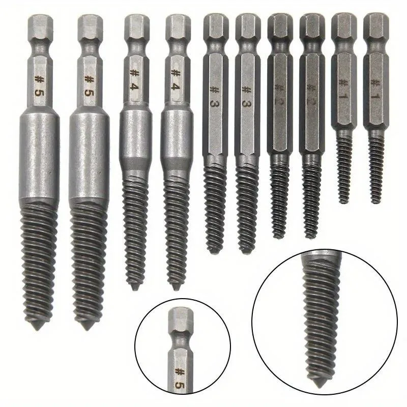 10pcs Hexagonal Shank Broken Head Screw Extractor for Electric Drill Tool Set
10pcs Hexagonal Shank Broken Head Screw Extractor for Electric Drill Tool Set