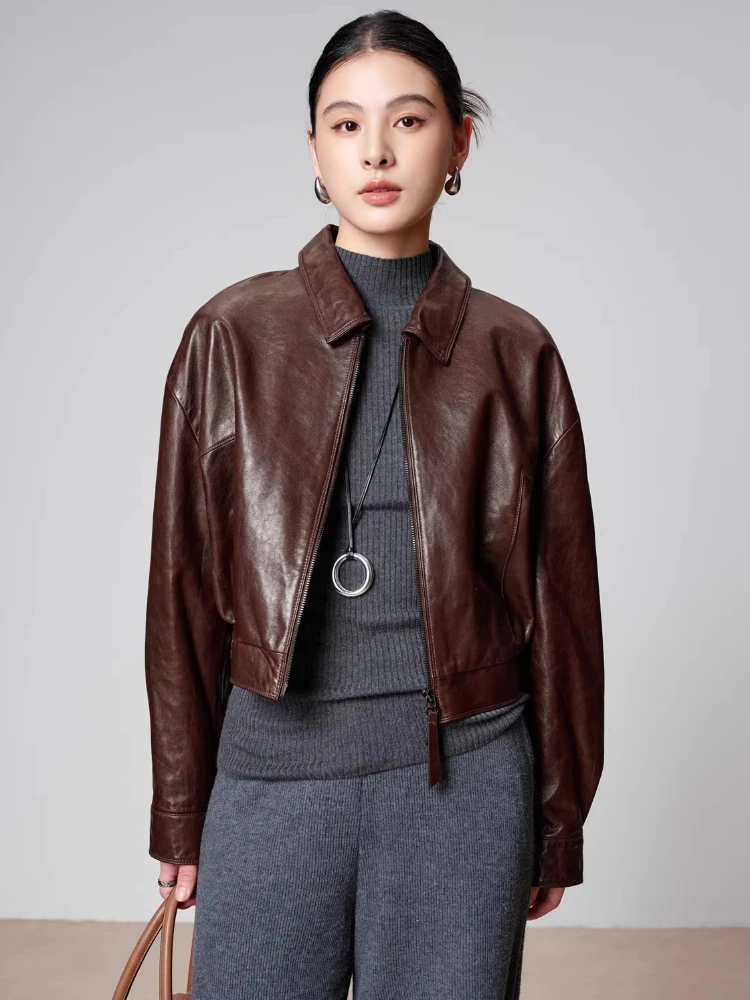 Casual Short Genuine Leather Motorcycle Jackets for Women Spring Autumn High-end Simple Slim Soft Oil Wax Real Sheepskin Coat
Casual Short Genuine Leather Motorcycle Jackets for Women Spring Autumn High-end Simple Slim Soft Oil Wax Real Sheepskin Coat