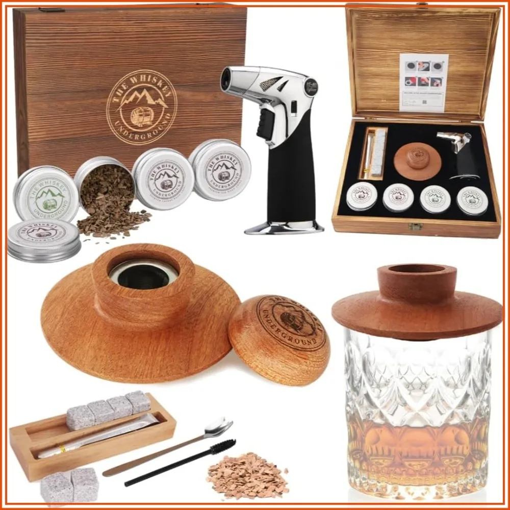 Whiskey Smoker Kit with Torch, 4 Wood Chips, Stones - Premium Wooden Box
Whiskey Smoker Kit with Torch, 4 Wood Chips, Stones - Premium Wooden Box