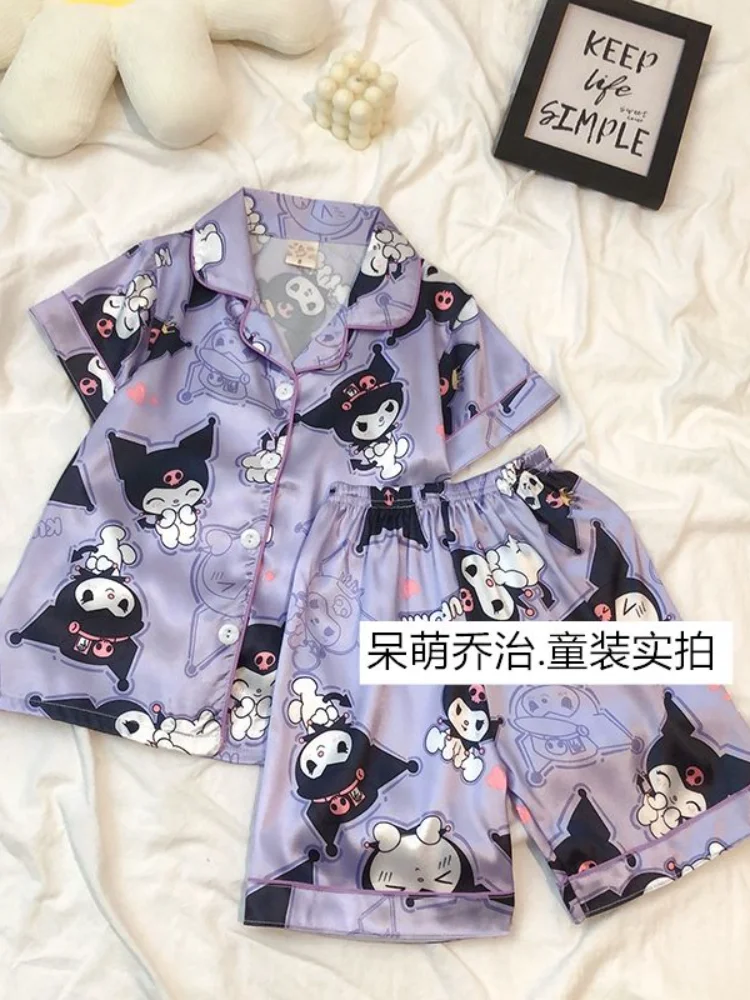 Sanrio Children's Thin Style Ice Silk Pajamas Cinnamorol Kawaii Pajamas My Melody Girls Short Sleeve Summer Kuromi Home Clothing
Sanrio Children's Thin Style Ice Silk Pajamas Cinnamorol Kawaii Pajamas My Melody Girls Short Sleeve Summer Kuromi Home Clothing