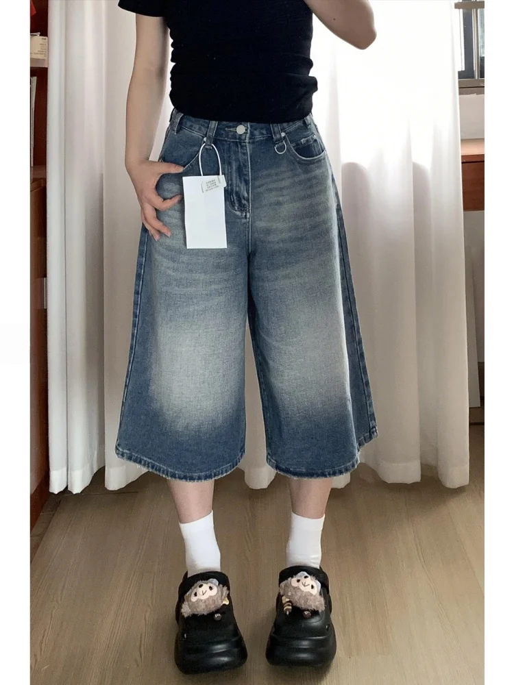 American Style High Waist Straight Leg Jeans Women's Summer New plus Size Loose Slimming Shorts for Pear Shaped Body
American Style High Waist Straight Leg Jeans Women's Summer New plus Size Loose Slimming Shorts for Pear Shaped Body