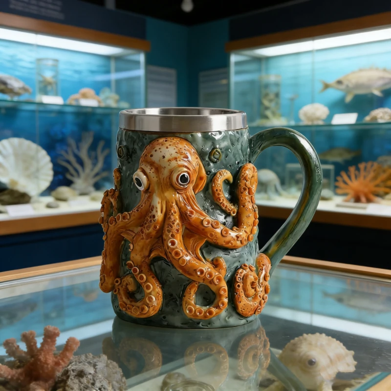 Cthulhu Style Octopus Resin Mug, Realistic Tentacle Texture Tea Cup with Stainless Steel Rim, Unique Bar Decor
Cthulhu Style Octopus Resin Mug, Realistic Tentacle Texture Tea Cup with Stainless Steel Rim, Unique Bar Decor