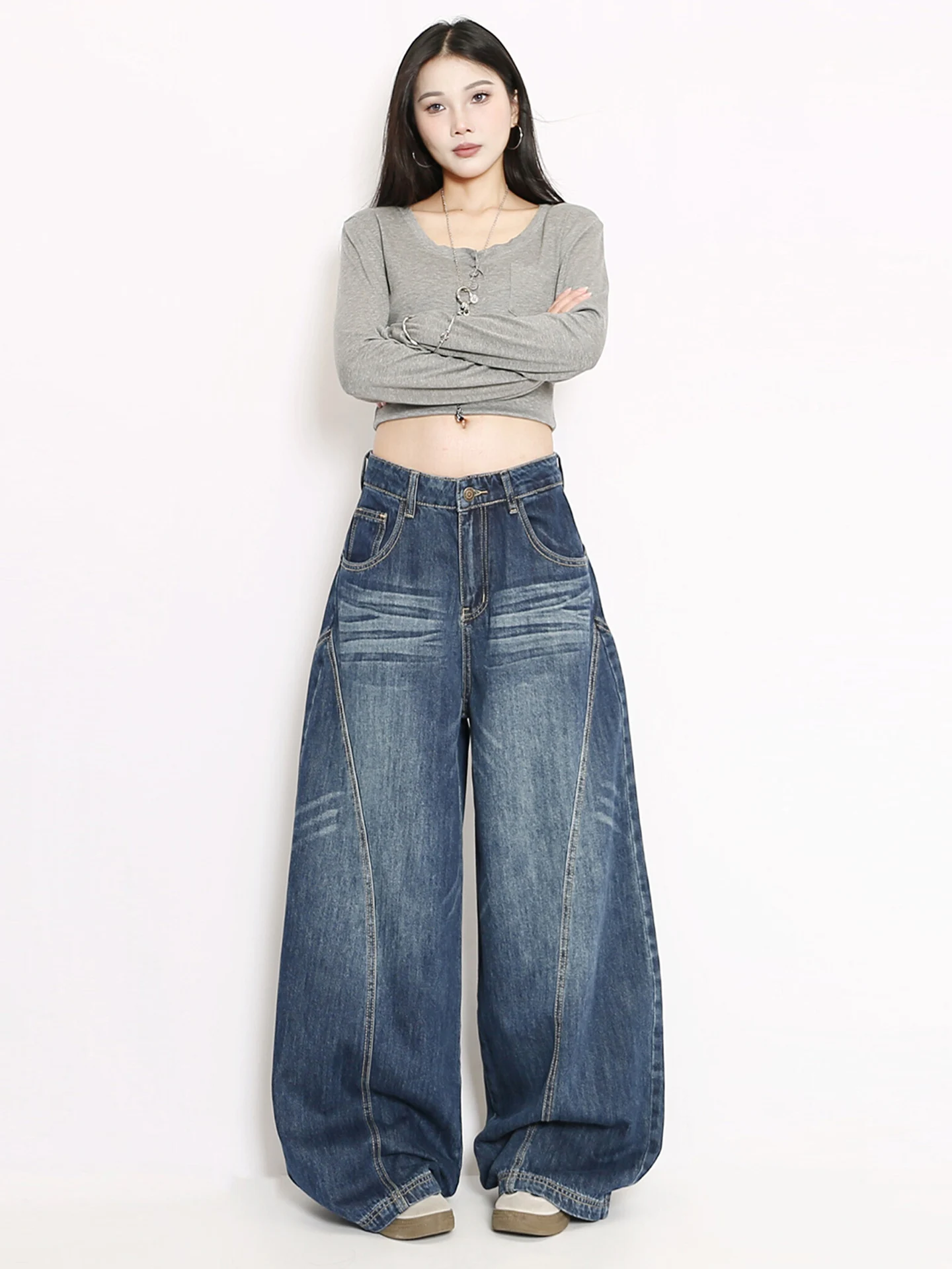 American Sle High Waist Wide Leg Jeans Women's Straight Cut Waed Denim Pants Autumn New Arrival Slimming Drapey Knife
American Sle High Waist Wide Leg Jeans Women's Straight Cut Waed Denim Pants Autumn New Arrival Slimming Drapey Knife