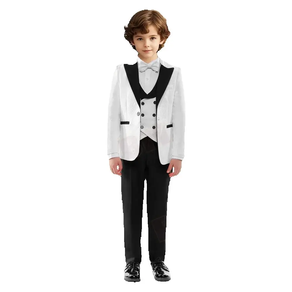 Classic Peak lapel Boy's Suit Elegant Paisley For Boys 4pcs Formal Black Ring Flower Boy Includes Blazer Vest Pants Bow Tie For
Classic Peak lapel Boy's Suit Elegant Paisley For Boys 4pcs Formal Black Ring Flower Boy Includes Blazer Vest Pants Bow Tie For