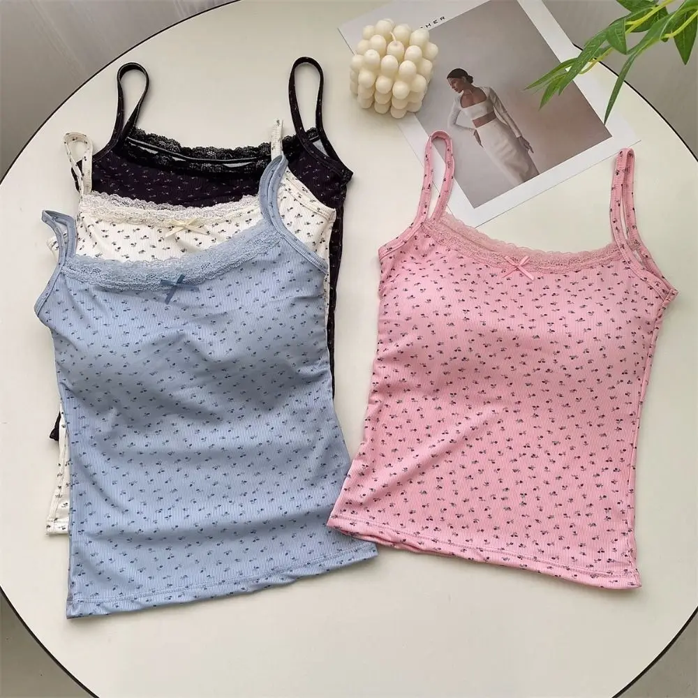 Sweet Floral Tank Tops Bowknot Lace Vest T-Shirt with Cups Pad Sleeveless Y2k Crop Top Spring Summer
Sweet Floral Tank Tops Bowknot Lace Vest T-Shirt with Cups Pad Sleeveless Y2k Crop Top Spring Summer