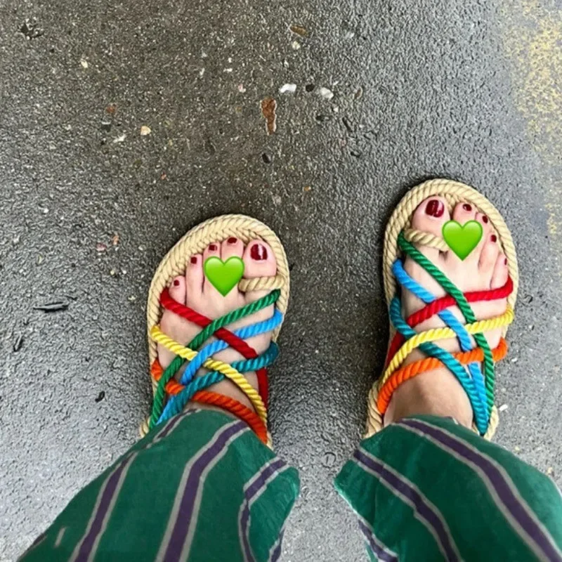 Personalized Color Sandals Set Feet Flat Linen Pure Handmade Rope Shoes Hollow Open Toe Beach Shoes Women
Personalized Color Sandals Set Feet Flat Linen Pure Handmade Rope Shoes Hollow Open Toe Beach Shoes Women