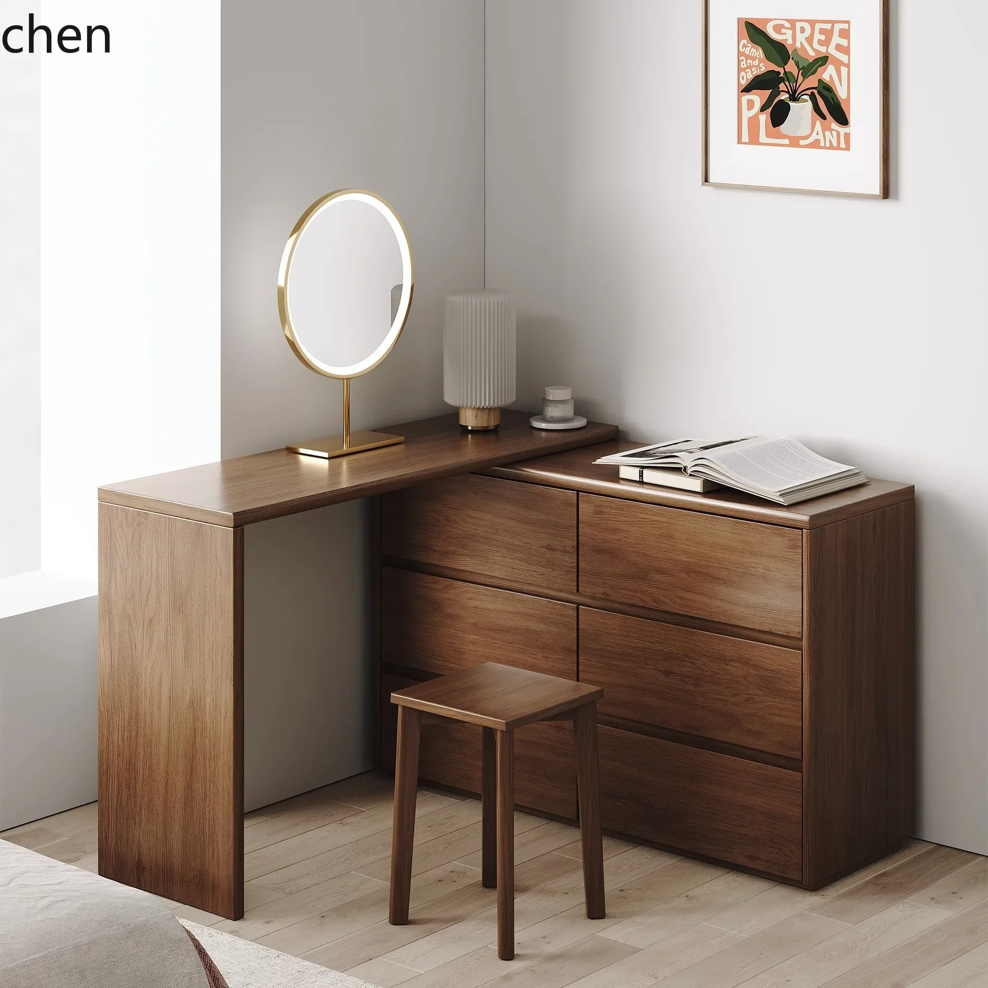 Dressing Table and Chest of Drawers Integrated Makeup Table Solid Wood Storage Cabinet L-Shaped Corner Desk
Dressing Table and Chest of Drawers Integrated Makeup Table Solid Wood Storage Cabinet L-Shaped Corner Desk
