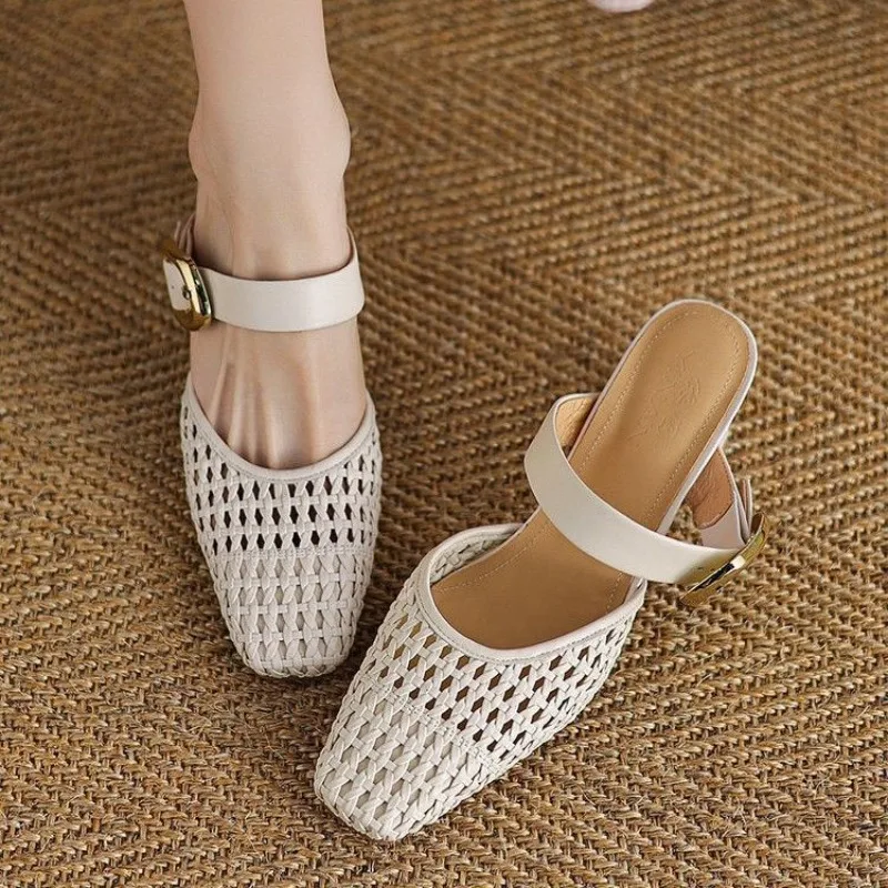 Square Toe Closed Toe Weaving Style Women's Summer Breathable One-word Buckle Strap High Heel Slippers Women New Beach Sandals
Square Toe Closed Toe Weaving Style Women's Summer Breathable One-word Buckle Strap High Heel Slippers Women New Beach Sandals