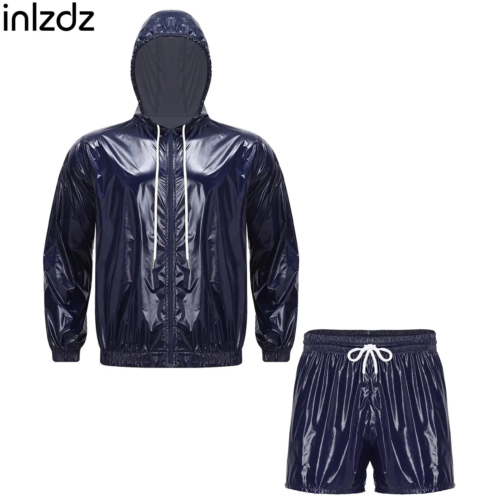 Mens Waterproof Sportswear Set Long Sleeve Front Zip Hooded Jacket and Boxer Shorts with Built In Briefs for Workout Swimming
Mens Waterproof Sportswear Set Long Sleeve Front Zip Hooded Jacket and Boxer Shorts with Built In Briefs for Workout Swimming