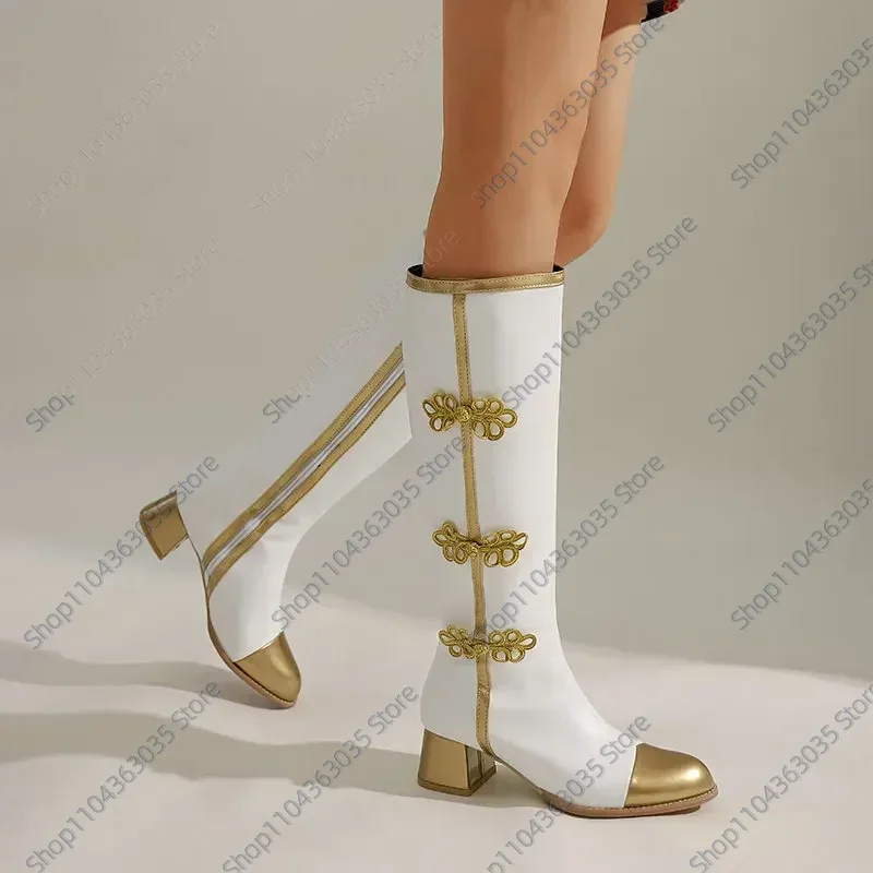 Big Size Fashion Knee High Boots Women Coss Play Shoes Autumn Winter Women's High Boots Black White Gold Chinese Knot Shoes
Big Size Fashion Knee High Boots Women Coss Play Shoes Autumn Winter Women's High Boots Black White Gold Chinese Knot Shoes