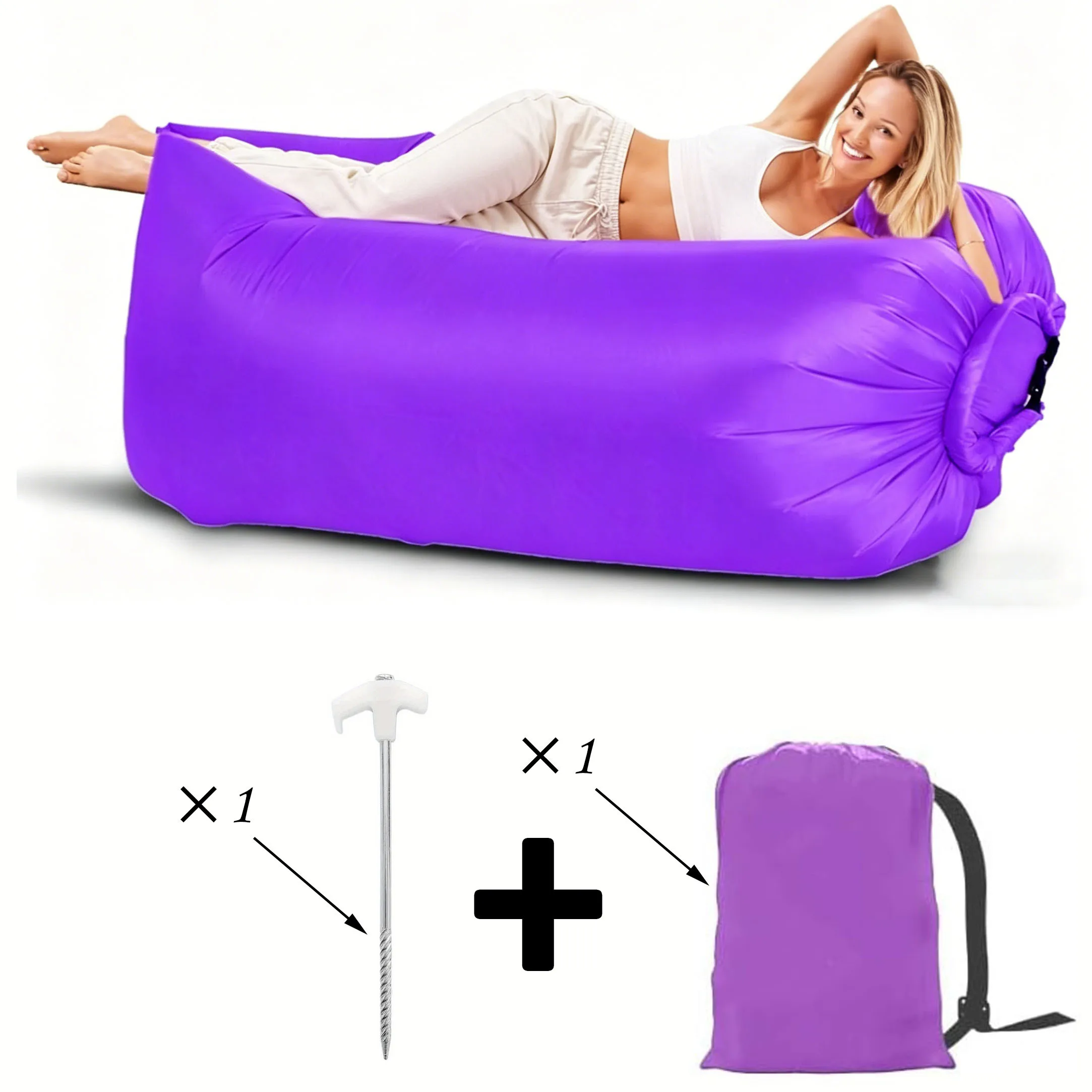 Outdoor Inflatable Sofa Reinforced Ground Nail Air Mattress, Beach Air Lounge Multi-function Lazy Couch for Camping Pool Travel
Outdoor Inflatable Sofa Reinforced Ground Nail Air Mattress, Beach Air Lounge Multi-function Lazy Couch for Camping Pool Travel