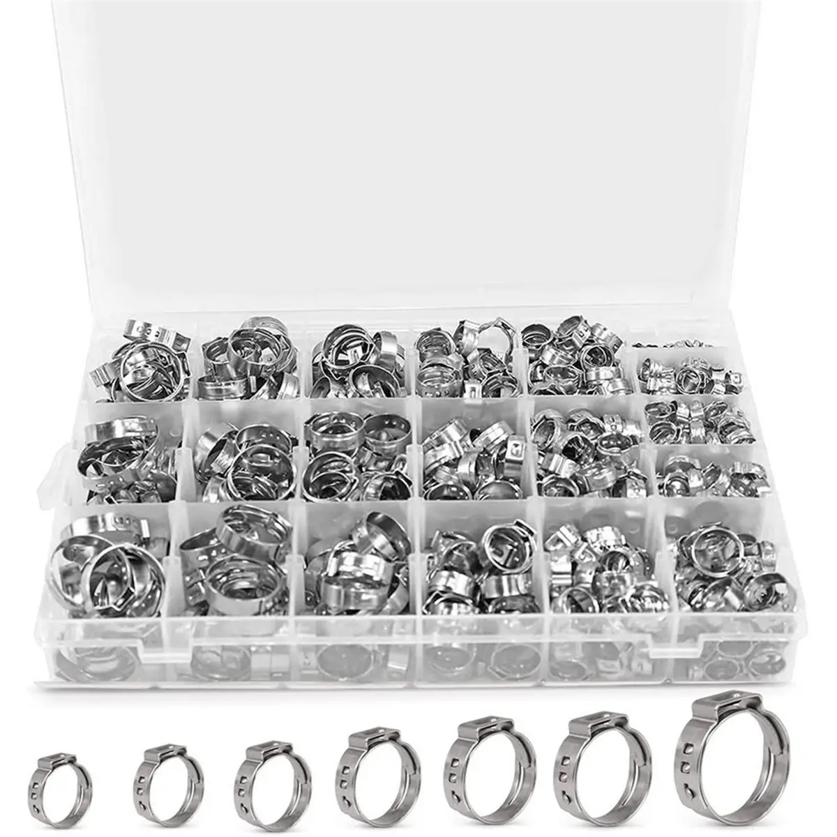 Time Saving 420pcs Single Ear No Step Fuelhose Clamp Ring/Pliers Optional/Combination Box 7-21mm Fixture Tightening Ring
Time Saving 420pcs Single Ear No Step Fuelhose Clamp Ring/Pliers Optional/Combination Box 7-21mm Fixture Tightening Ring