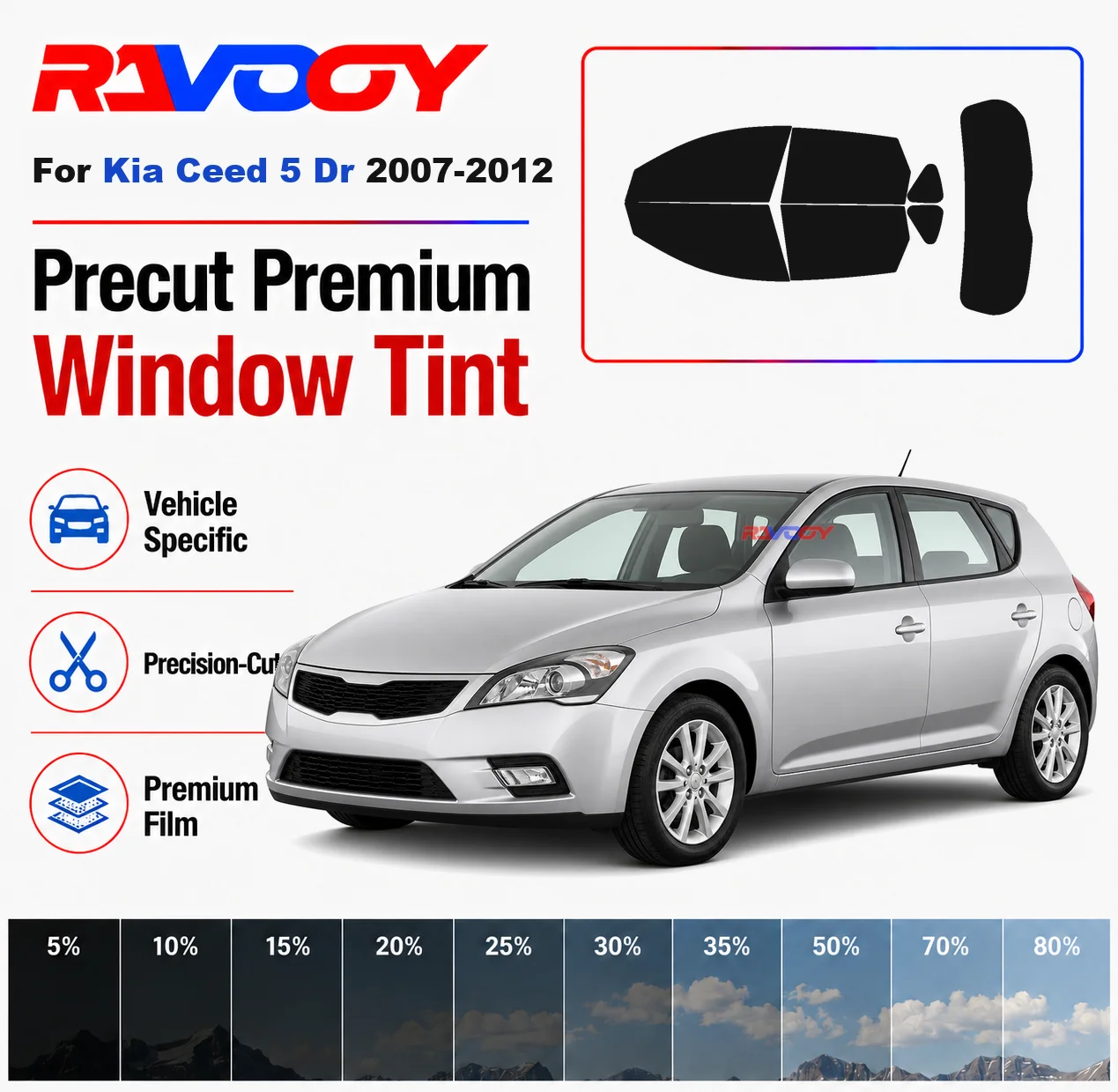 Premium Precut Window Tint Kit Front Windows Rear Windows Rear Windshield For Kia Ceed 5Dr 2007-2012 Car Solar Nano Ceramic Film
Premium Precut Window Tint Kit Front Windows Rear Windows Rear Windshield For Kia Ceed 5Dr 2007-2012 Car Solar Nano Ceramic Film