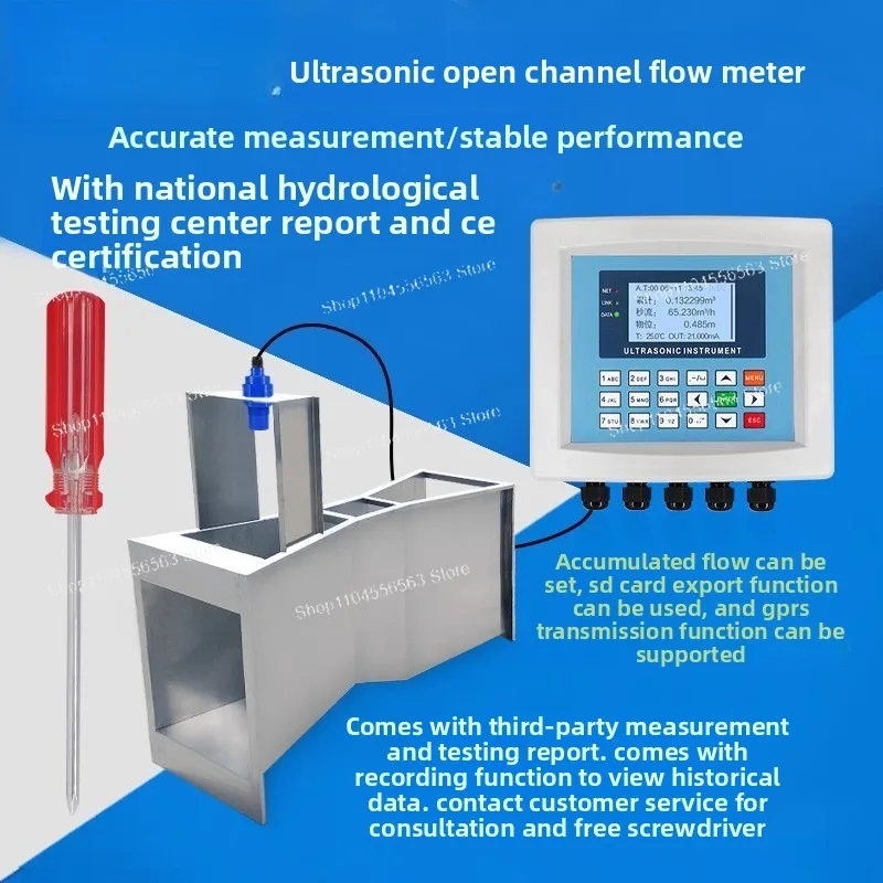 Ultrasonic Open Channel Flowmeter (CCEP Certified) - Compatible with Parshall Flume, Triangular Weir & Rectangular Weir