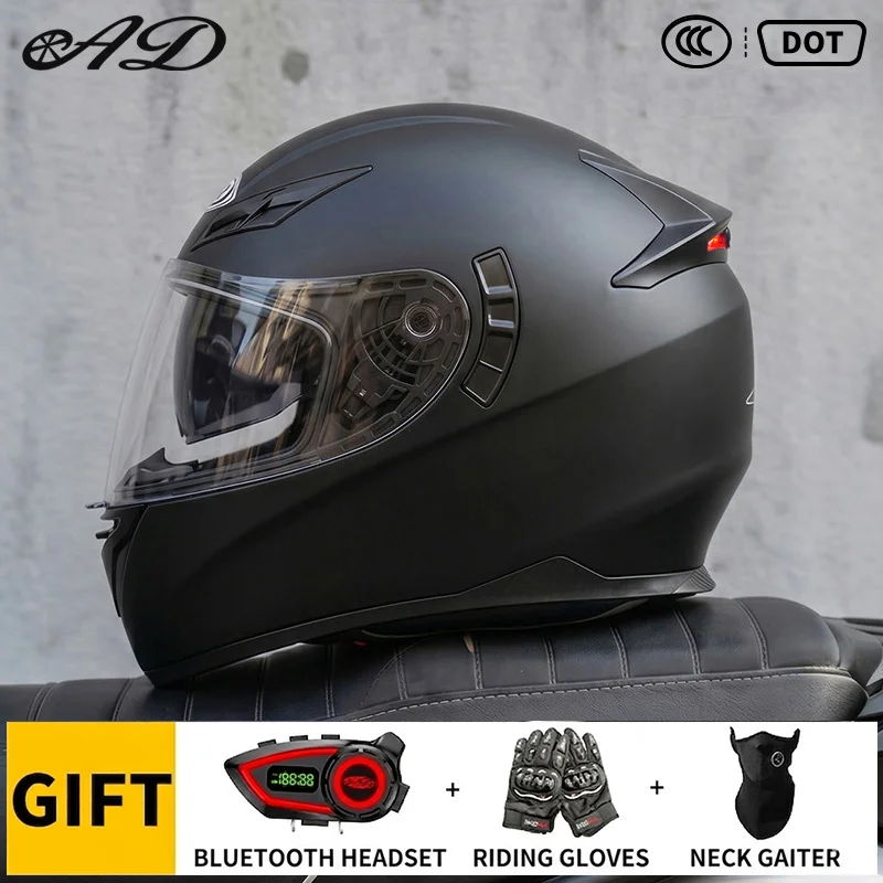 Wholesale Motorcycle LED Tail Light Helmets Dual Lens Helmet with Bluetooth Glove Three Piece Set Cycling ABS Safety Helmet
Wholesale Motorcycle LED Tail Light Helmets Dual Lens Helmet with Bluetooth Glove Three Piece Set Cycling ABS Safety Helmet