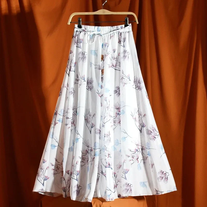 Elegant Chiffon Long Skirts For Women Autumn Casual Women's Floral Print Maxi Skirt Female High Waist Elastic A-Line Skirts
Elegant Chiffon Long Skirts For Women Autumn Casual Women's Floral Print Maxi Skirt Female High Waist Elastic A-Line Skirts