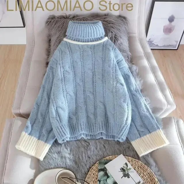 New Ivory Patchwork Turtleneck Twists Thickening Long Sleeve Acrylic Knitted Women Sweater Fashion Pullover Sweaters Autumn
New Ivory Patchwork Turtleneck Twists Thickening Long Sleeve Acrylic Knitted Women Sweater Fashion Pullover Sweaters Autumn