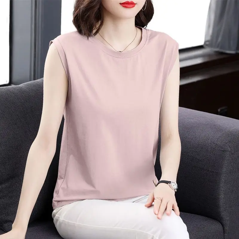 Fashion O-Neck Sleeveless Solid Color T-Shirts Women's Clothing Summer New Loose All-match Tank Top Commuter Tee Shirt
Fashion O-Neck Sleeveless Solid Color T-Shirts Women's Clothing Summer New Loose All-match Tank Top Commuter Tee Shirt