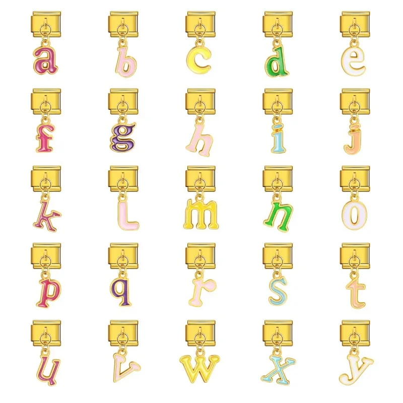 26-letter Italian Modular Bracelet Colorful Oil-dripping Titanium Steel Welded Hook Fashionable and Simple Wristband Accessory
26-letter Italian Modular Bracelet Colorful Oil-dripping Titanium Steel Welded Hook Fashionable and Simple Wristband Accessory