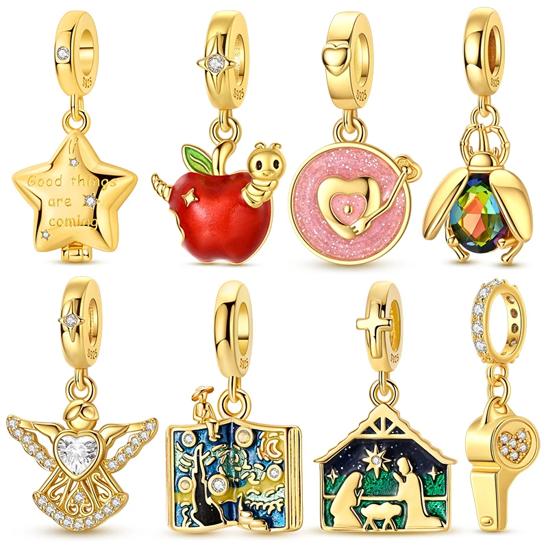 Charms Silver 925 Golden Iridescent Beetle and Book Pendant Beads Fits 3mm Bracelet Bangle Necklace For Women Luxury DIY Jewelry
Charms Silver 925 Golden Iridescent Beetle and Book Pendant Beads Fits 3mm Bracelet Bangle Necklace For Women Luxury DIY Jewelry