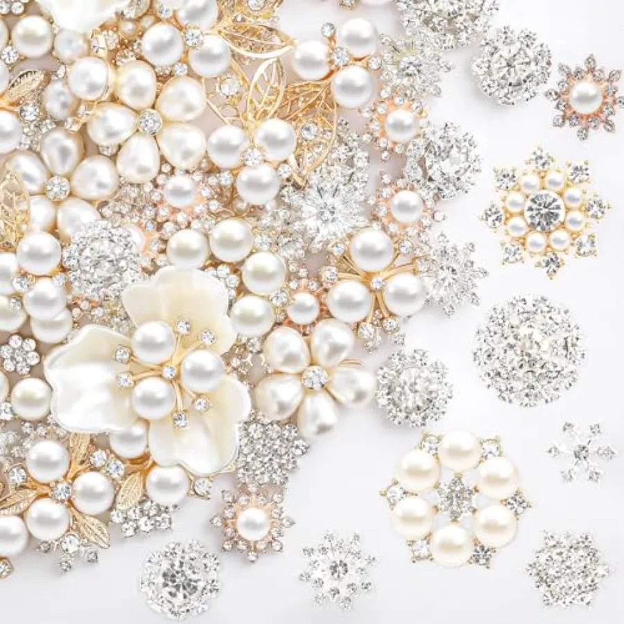 20 Pcs Flat Back Pearls Rhinestone Buttons for Crafting Faux Pearl Embellishments Bulk for Jewelry DIY Craft Wedding Bouquet Ha
20 Pcs Flat Back Pearls Rhinestone Buttons for Crafting Faux Pearl Embellishments Bulk for Jewelry DIY Craft Wedding Bouquet Ha