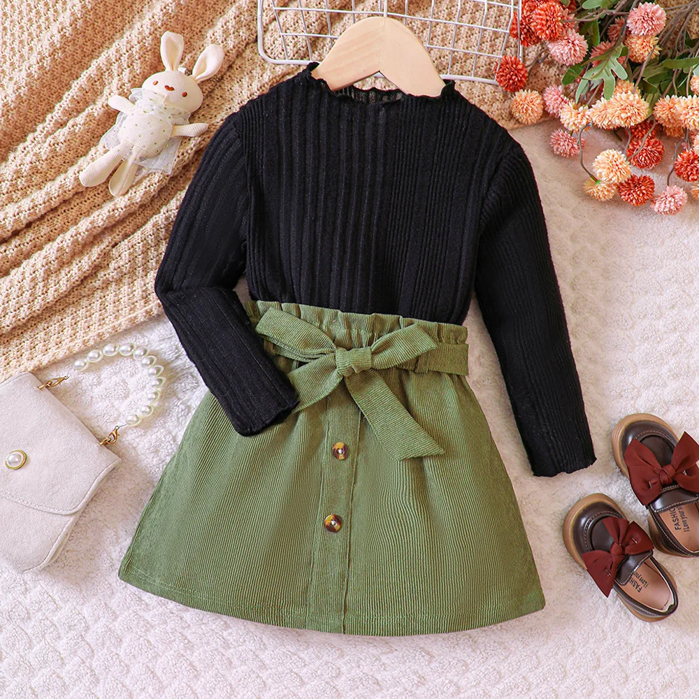 2023 New Girls Dress Long Sleeve O Neck T-shirt Sashes Green Skirts Cute Designer Girls Princess Dress Vestido 18M-7T
2023 New Girls Dress Long Sleeve O Neck T-shirt Sashes Green Skirts Cute Designer Girls Princess Dress Vestido 18M-7T