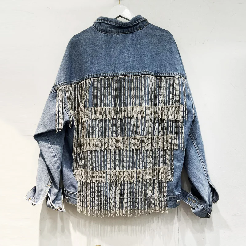 TEELYNN Vintage Diamonds Tassel Cooton Blue Denim Coats for Women Jacket Long Sleeve Casual Oversize Loose Jackets Autumn Boho
TEELYNN Vintage Diamonds Tassel Cooton Blue Denim Coats for Women Jacket Long Sleeve Casual Oversize Loose Jackets Autumn Boho
