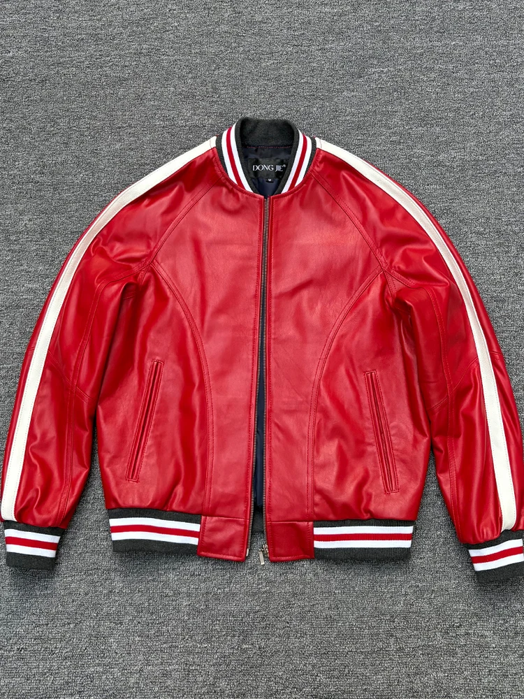 Casual Loose Fit Real Leather eepskin Jaet Red Outerwear Men's Baseball Sle Zipper Closure ort Length Warm Coat
Casual Loose Fit Real Leather eepskin Jaet Red Outerwear Men's Baseball Sle Zipper Closure ort Length Warm Coat