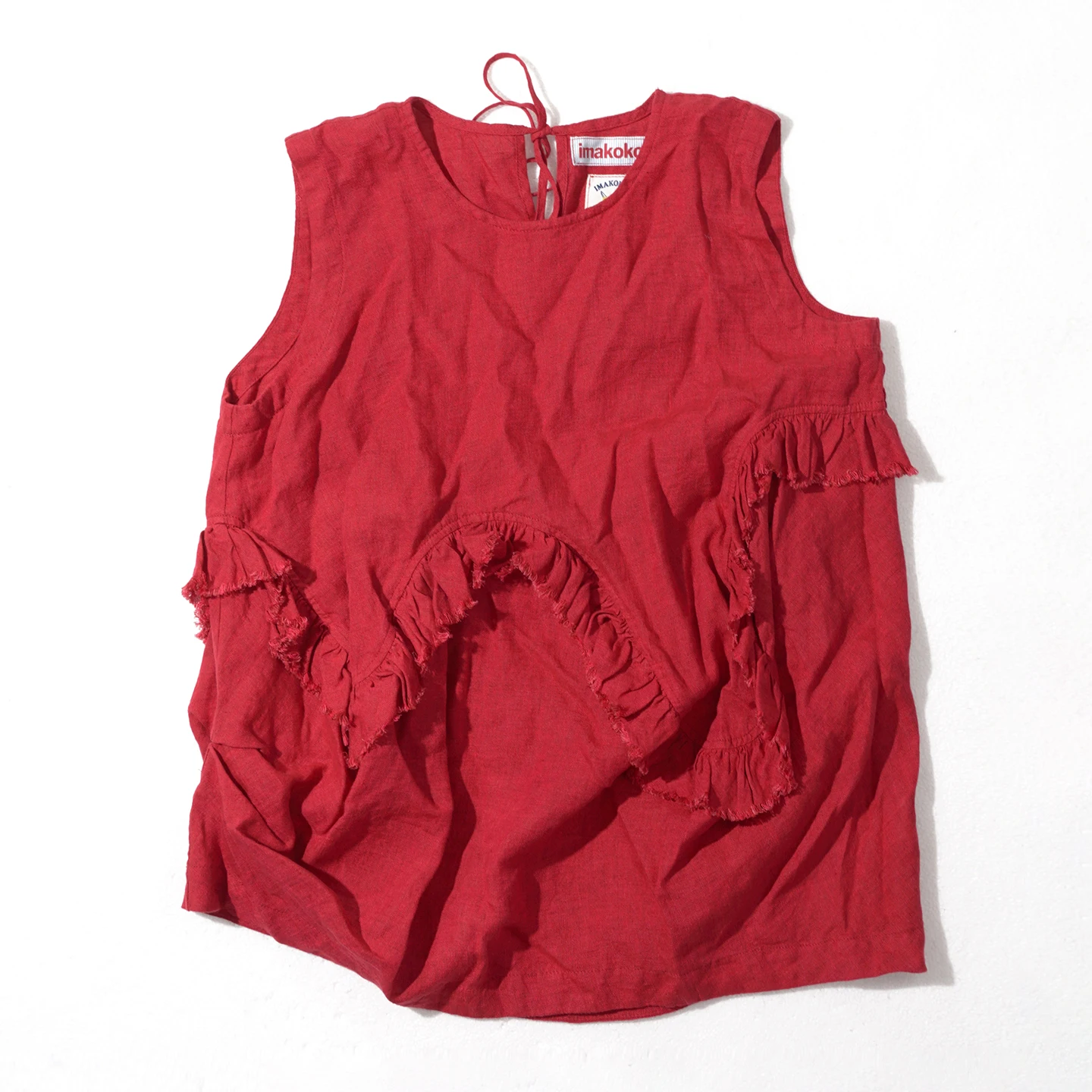 Red sleeveless vest women's imakokoni summer original niche casual art linen wave ruffled loose top 265492
Red sleeveless vest women's imakokoni summer original niche casual art linen wave ruffled loose top 265492
