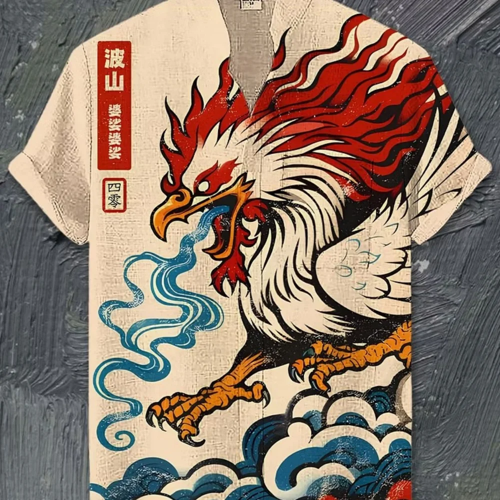 2026 new Japanese rooster pattern Hawaiian shirt men's casual short sleeved button top plus size, fast shipping
2026 new Japanese rooster pattern Hawaiian shirt men's casual short sleeved button top plus size, fast shipping