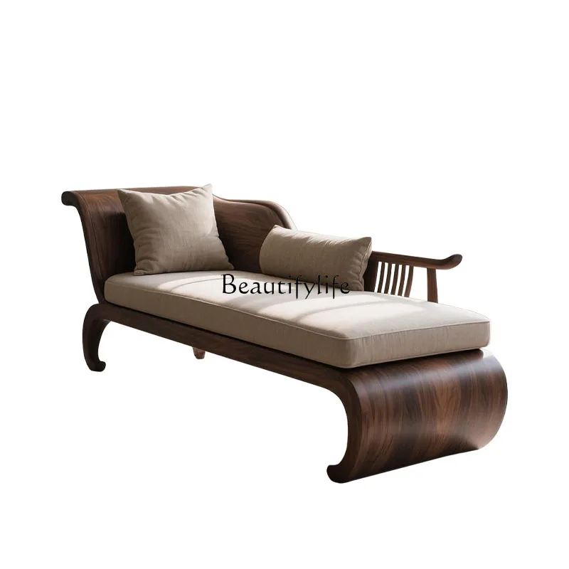 New Chinese-style North American black walnut chaise longue, Zen beauty couch, solid wood leisure
New Chinese-style North American black walnut chaise longue, Zen beauty couch, solid wood leisure