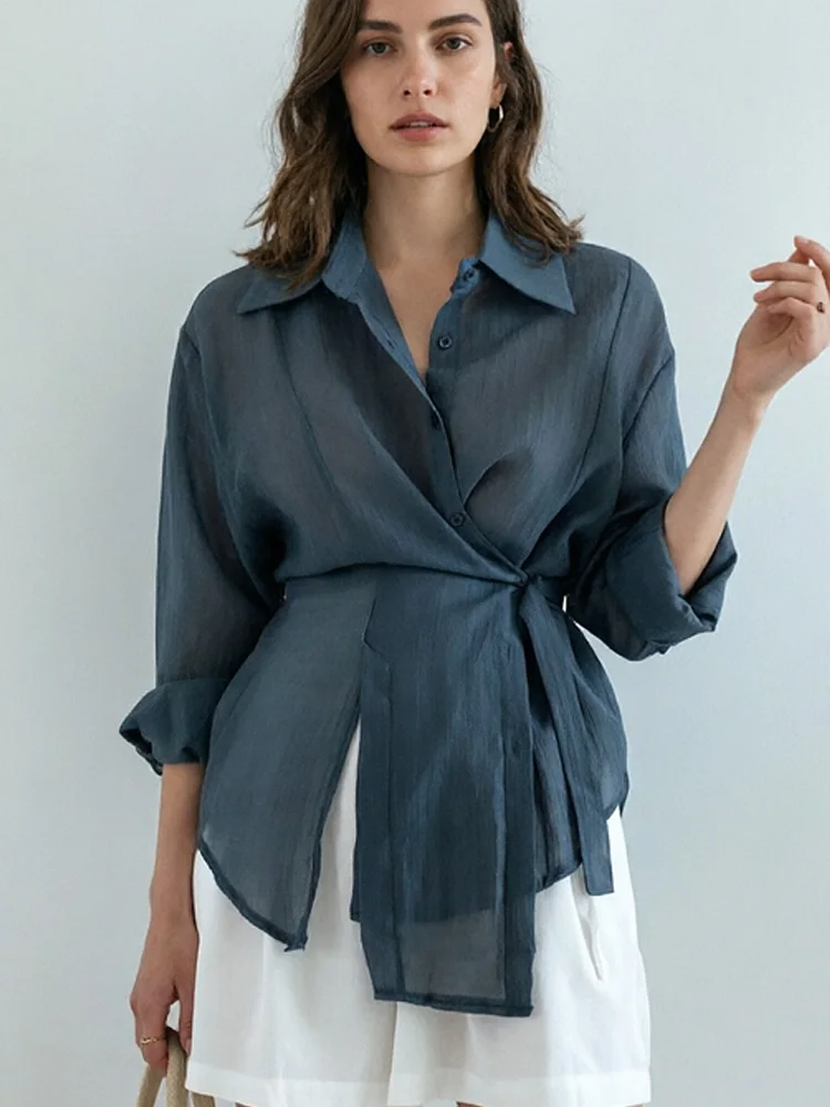 New Fashion Sash Long Sleeve Women's Shirts Spring Summer Single Breasted Women Blouse Office Lady Casual Loose Tops
New Fashion Sash Long Sleeve Women's Shirts Spring Summer Single Breasted Women Blouse Office Lady Casual Loose Tops