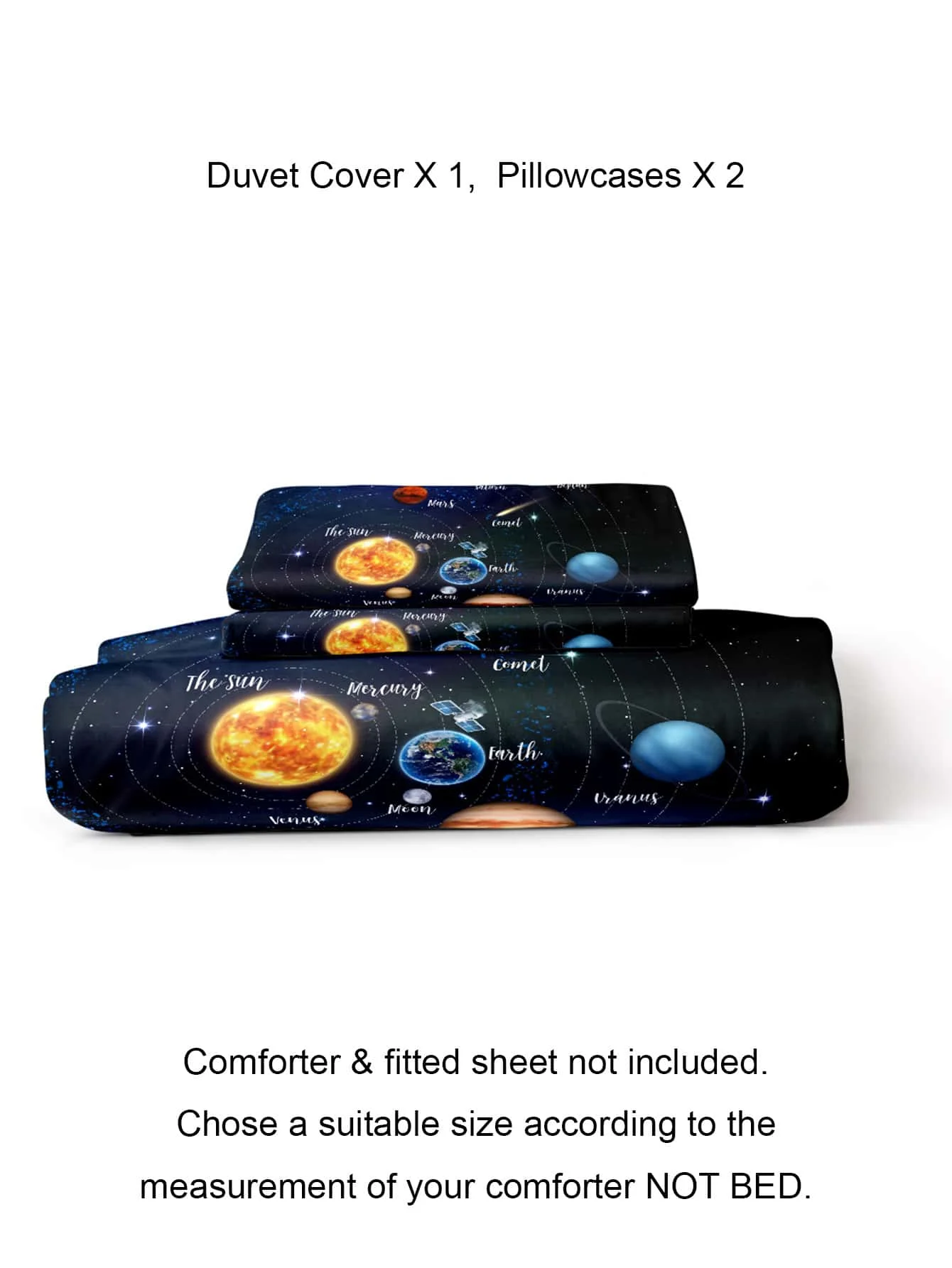 Planet And Letter Graphic Illustration Printed Duvet Cover Comforter Not Included 3pcs Bedding Set Realistic Style Single Size
Planet And Letter Graphic Illustration Printed Duvet Cover Comforter Not Included 3pcs Bedding Set Realistic Style Single Size