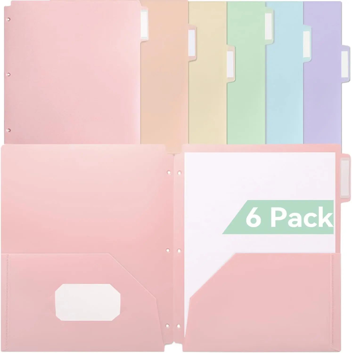 Plastic Folders with Pockets, 3 Hole Punched for 3 Ring Binder, 1/3 Cut Index Tabs for Quick Find, Pastel 6 Pack, Letter Size for School, Colorful Labels
Plastic Folders with Pockets, 3 Hole Punched for 3 Ring Binder, 1/3 Cut Index Tabs for Quick Find, Pastel 6 Pack, Letter Size for School, Colorful Labels