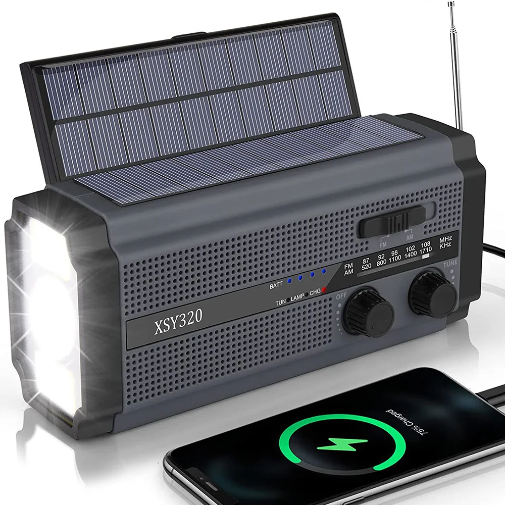 Hot 5000mAh Emergency Radio AM/FM/NOAA Weather Radio Solar Hand Crank USB Rechargeable Portable Radio Flashlight SOS Power Bank
Hot 5000mAh Emergency Radio AM/FM/NOAA Weather Radio Solar Hand Crank USB Rechargeable Portable Radio Flashlight SOS Power Bank