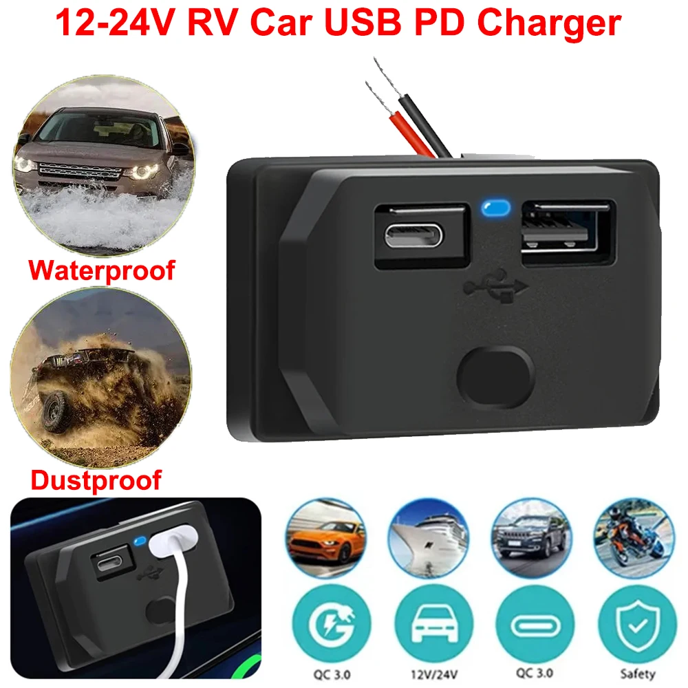 Водонепроницаемая автомобильная розетка для зарядного устройства USB PD «сделай сам», 2-портовая розетка для крепления на панели, DC5V/3.1A 12 В 24 В для автомобиля, автофургона, автобуса, грузовика
Водонепроницаемая автомобильная розетка для зарядного устройства USB PD «сделай сам», 2-портовая розетка для крепления на панели, DC5V/3.1A 12 В 24 В для автомобиля, автофургона, автобуса, грузовика