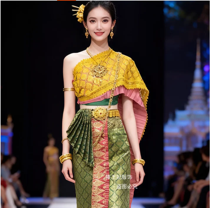 Тайская традиционная одежда, женский элитный приветственный костюм, сценическое подиумное шоу
Тайская традиционная одежда, женский элитный приветственный костюм, сценическое подиумное шоу