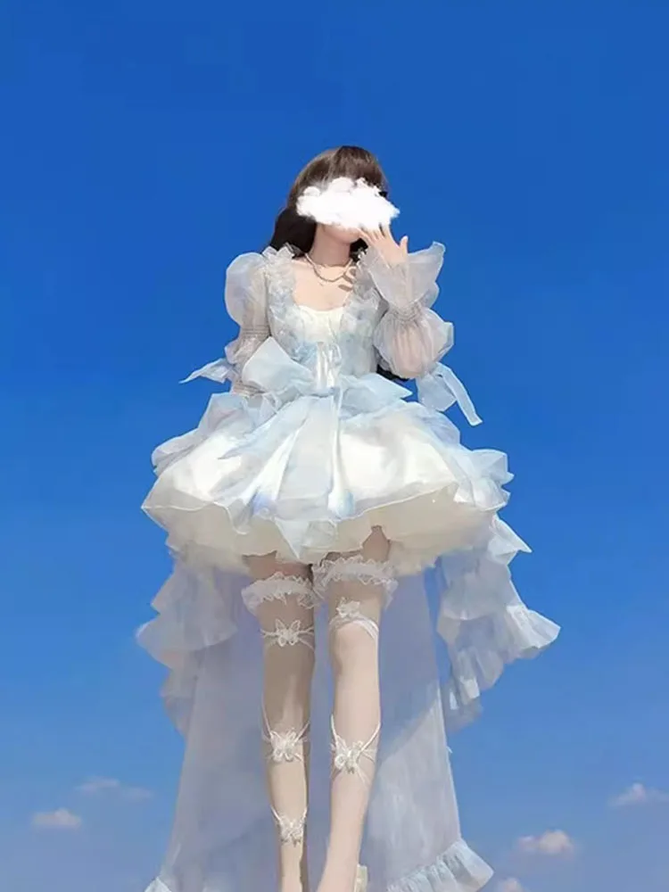Elegant Blue Princess Dress Set with Shawl for Women Birthday Celebration Style Casual Elegant Skirts 2024 Spring
Elegant Blue Princess Dress Set with Shawl for Women Birthday Celebration Style Casual Elegant Skirts 2024 Spring